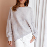 Kayce Dropped Shoulder Knit Sweater Grey