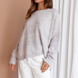 Kayce Dropped Shoulder Knit Sweater Grey