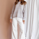 Kayce Dropped Shoulder Knit Sweater Grey
