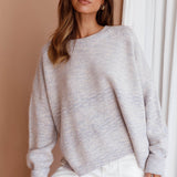 Kayce Dropped Shoulder Knit Sweater Grey