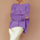 Kayce Dropped Shoulder Knit Sweater Purple