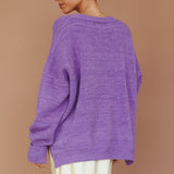 Kayce Dropped Shoulder Knit Sweater Purple