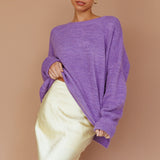 Kayce Dropped Shoulder Knit Sweater Purple