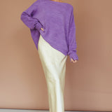 Kayce Dropped Shoulder Knit Sweater Purple