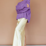 Kayce Dropped Shoulder Knit Sweater Purple