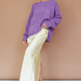 Kayce Dropped Shoulder Knit Sweater Purple