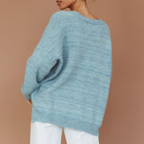 Kayce Dropped Shoulder Knit Sweater Sky Blue