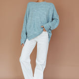 Kayce Dropped Shoulder Knit Sweater Sky Blue