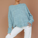 Kayce Dropped Shoulder Knit Sweater Sky Blue