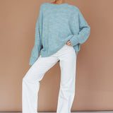 Kayce Dropped Shoulder Knit Sweater Sky Blue