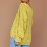 Kayce Dropped Shoulder Knit Sweater Yellow