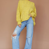 Kayce Dropped Shoulder Knit Sweater Yellow
