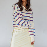 Boston Collared Knit Sweater Striped White