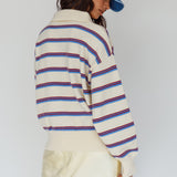Boston Collared Knit Sweater Striped White
