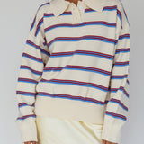 Boston Collared Knit Sweater Striped White