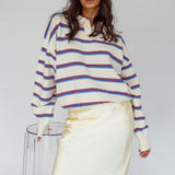 Boston Collared Knit Sweater Striped White