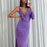 Star Walker One Sleeve Maxi Dress Purple