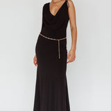 Star Walker One Sleeve Maxi Dress Black