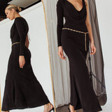 Star Walker One Sleeve Maxi Dress Black