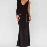Star Walker One Sleeve Maxi Dress Black