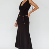Star Walker One Sleeve Maxi Dress Black