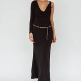 Star Walker One Sleeve Maxi Dress Black