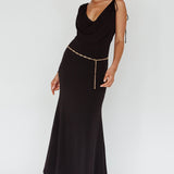 Star Walker One Sleeve Maxi Dress Black