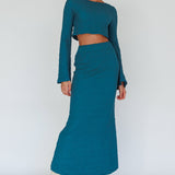 Treasures Textured Midi Skirt Teal