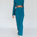 Treasures Textured Midi Skirt Teal