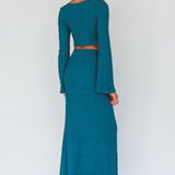 Treasures Textured Midi Skirt Teal