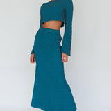 Treasures Textured Midi Skirt Teal