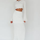 Treasures Textured Midi Skirt White