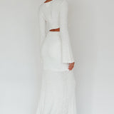 Treasures Textured Midi Skirt White