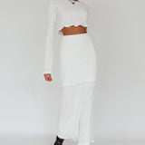 Treasures Textured Midi Skirt White