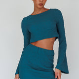 Treasures Flared Cuff Crop Top Teal
