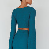 Treasures Flared Cuff Crop Top Teal