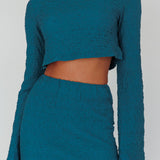 Treasures Flared Cuff Crop Top Teal