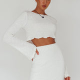 Treasures Flared Cuff Crop Top White