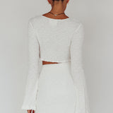 Treasures Flared Cuff Crop Top White