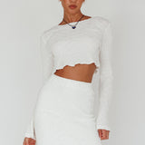 Treasures Flared Cuff Crop Top White
