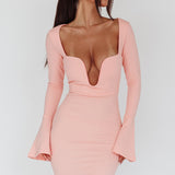Maris Flared Cuff Mini Dress Baby Pink
