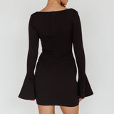 Maris Flared Cuff Mini Dress Black