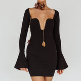 Maris Flared Cuff Mini Dress Black