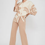 Nalani Button Up Knit Shirt Sand Wood
