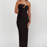 Horizon Strapless Textured Midi Dress Black