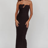Horizon Strapless Textured Midi Dress Black