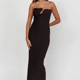 Horizon Strapless Textured Midi Dress Black
