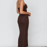Horizon Strapless Textured Midi Dress Chocolate