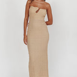 Horizon Strapless Textured Midi Dress Nude