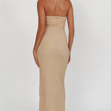 Horizon Strapless Textured Midi Dress Nude